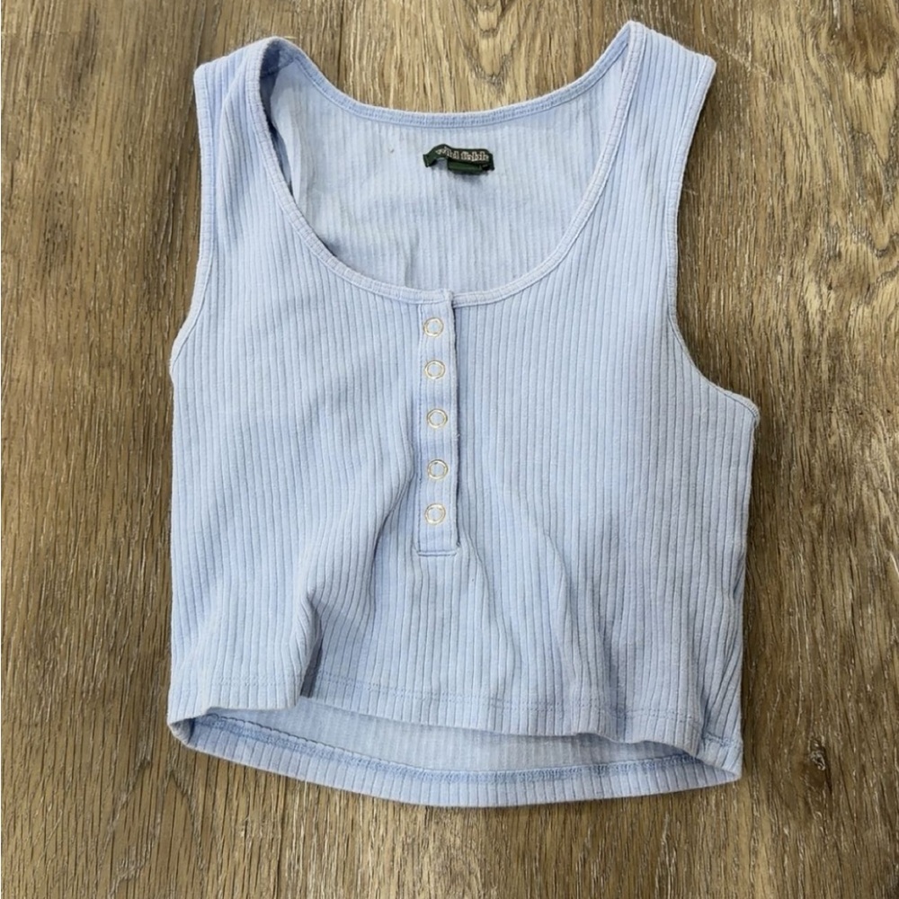 Light Blue Ribbed Tank Top